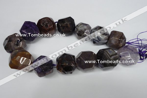 CAG5601 15 inches 25*30mm faceted nuggets agate gemstone beads