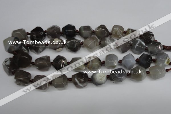 CAG5614 15 inches 18mm faceted nuggets agate gemstone beads