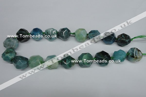 CAG5616 15 inches 20mm faceted nuggets agate gemstone beads