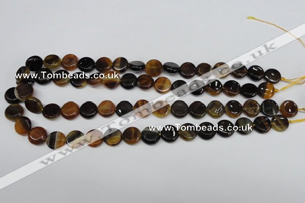 CAG5626 15 inches 12mm flat round dragon veins agate beads