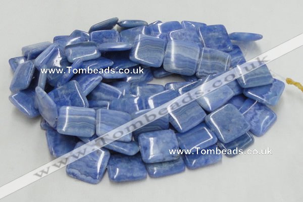 CAG563 16 inches 30*30mm square blue agate gemstone beads wholesale