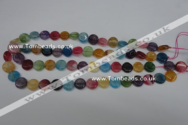 CAG5635 15 inches 12mm flat round dragon veins agate beads