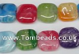 CAG5636 15 inches 14*14mm square dragon veins agate beads