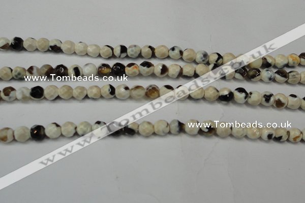 CAG5650 15 inches 4mm faceted round fire crackle agate beads