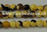 CAG5653 15 inches 4mm faceted round fire crackle agate beads