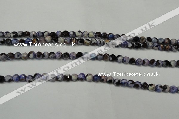 CAG5654 15 inches 4mm faceted round fire crackle agate beads