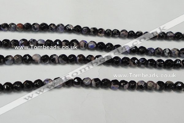 CAG5655 15 inches 4mm faceted round fire crackle agate beads