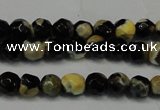 CAG5656 15 inches 4mm faceted round fire crackle agate beads