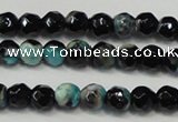 CAG5657 15 inches 4mm faceted round fire crackle agate beads