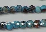 CAG5658 15 inches 4mm faceted round fire crackle agate beads