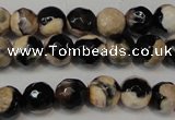 CAG5666 15 inches 6mm faceted round fire crackle agate beads