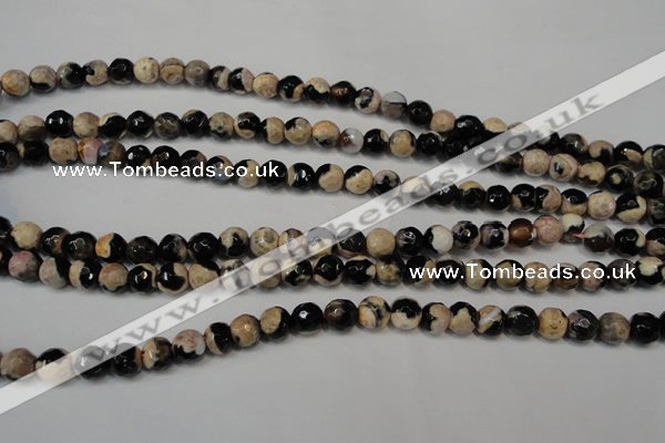 CAG5666 15 inches 6mm faceted round fire crackle agate beads