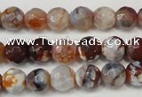 CAG5667 15 inches 6mm faceted round fire crackle agate beads