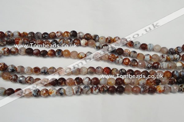 CAG5667 15 inches 6mm faceted round fire crackle agate beads