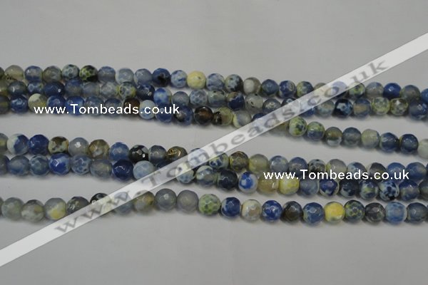 CAG5669 15 inches 6mm faceted round fire crackle agate beads