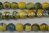 CAG5673 15 inches 6mm faceted round fire crackle agate beads