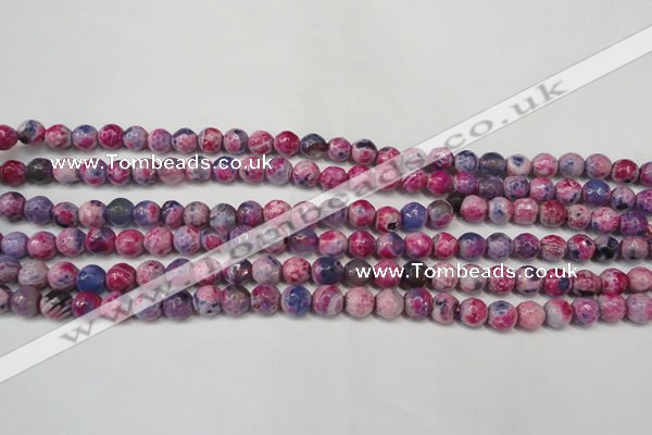 CAG5674 15 inches 6mm faceted round fire crackle agate beads