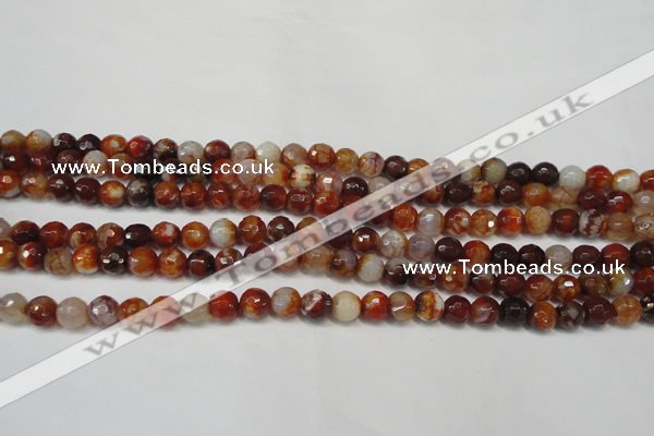 CAG5675 15 inches 6mm faceted round fire crackle agate beads