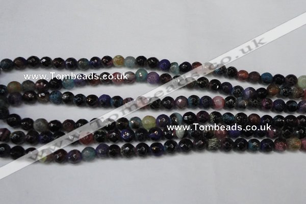 CAG5677 15 inches 6mm faceted round fire crackle agate beads