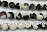 CAG5680 15 inches 8mm faceted round fire crackle agate beads