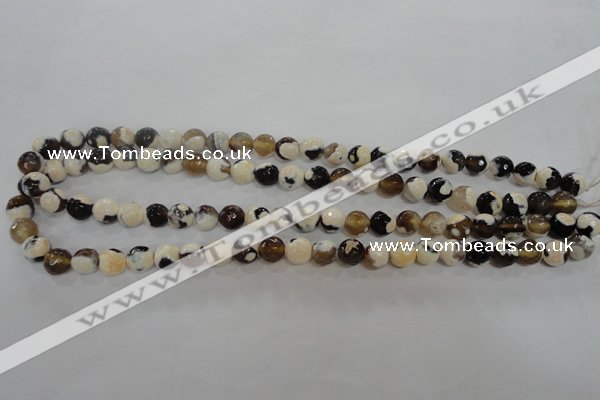 CAG5681 15 inches 8mm faceted round fire crackle agate beads