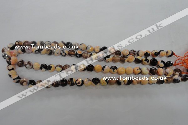 CAG5682 15 inches 8mm faceted round fire crackle agate beads