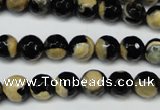 CAG5683 15 inches 8mm faceted round fire crackle agate beads