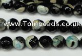 CAG5684 15 inches 8mm faceted round fire crackle agate beads