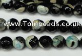 CAG5684 15 inches 8mm faceted round fire crackle agate beads