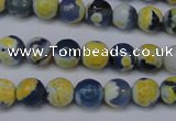 CAG5688 15 inches 8mm faceted round fire crackle agate beads