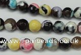 CAG5690 15 inches 8mm faceted round fire crackle agate beads