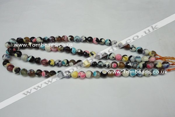 CAG5690 15 inches 8mm faceted round fire crackle agate beads