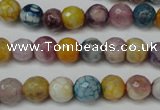 CAG5700 15 inches 8mm faceted round fire crackle agate beads