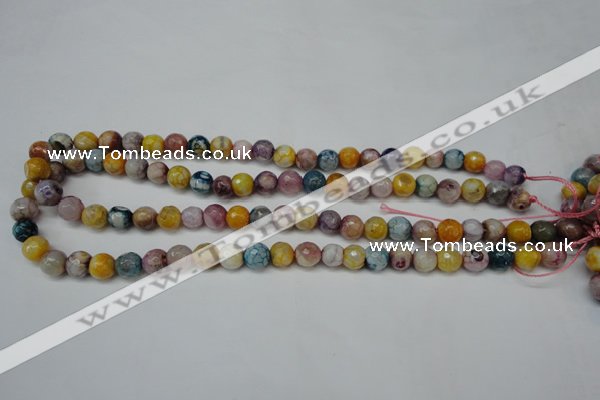 CAG5700 15 inches 8mm faceted round fire crackle agate beads