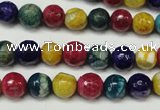 CAG5701 15 inches 8mm faceted round fire crackle agate beads