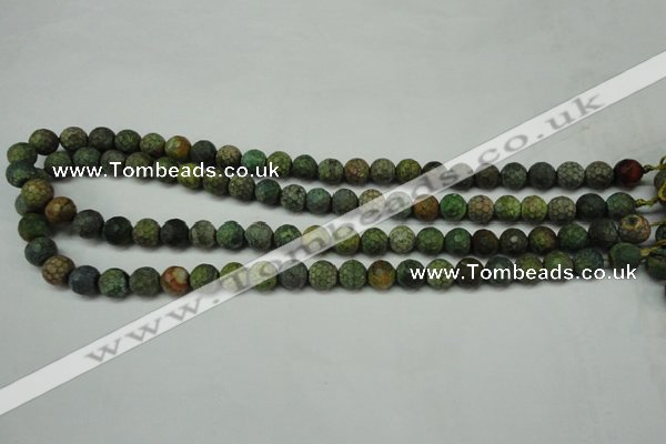 CAG5702 15 inches 8mm faceted round fire crackle agate beads