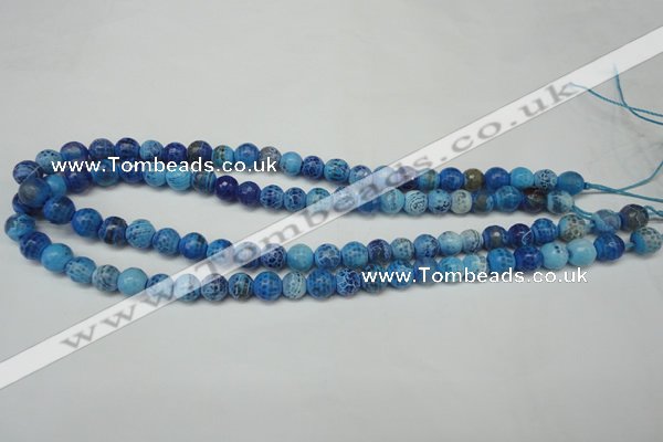 CAG5703 15 inches 8mm faceted round fire crackle agate beads