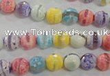 CAG5706 15 inches 8mm faceted round tibetan agate beads wholesale