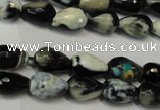CAG5710 15 inches 8*12mm faceted teardrop fire crackle agate beads