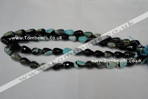 CAG5717 15 inches 10*14mm faceted teardrop fire crackle agate beads