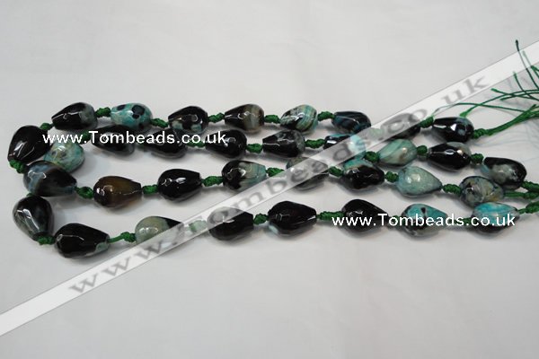 CAG5722 15 inches 12*16mm faceted teardrop fire crackle agate beads