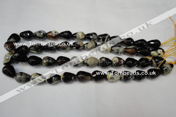 CAG5724 15 inches 12*16mm faceted teardrop fire crackle agate beads