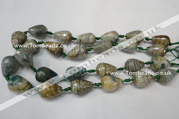 CAG5731 15 inches 15*20mm faceted teardrop fire crackle agate beads