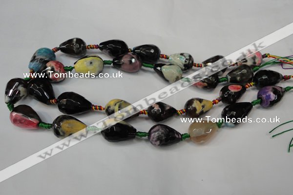 CAG5746 15 inches 15*20mm faceted teardrop fire crackle agate beads