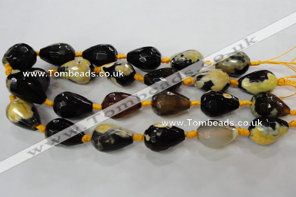 CAG5751 15 inches 18*25mm faceted teardrop fire crackle agate beads