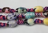 CAG5770 15 inches 6*9mm faceted rice fire crackle agate beads