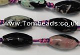 CAG5777 15 inches 10*20mm faceted rice fire crackle agate beads