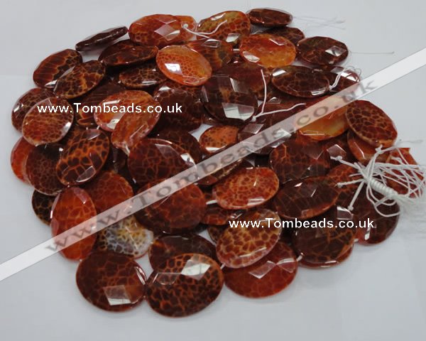 CAG578 15.5 inches 30*40mm faceted oval natural fire agate beads