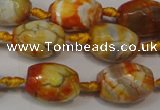 CAG5780 15 inches 12*16mm faceted rice fire crackle agate beads