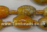 CAG5790 15 inches 13*18mm faceted rice fire crackle agate beads